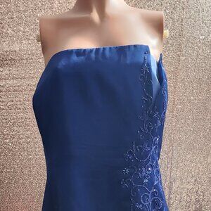Formal Blue Beaded Dress with matching shawl